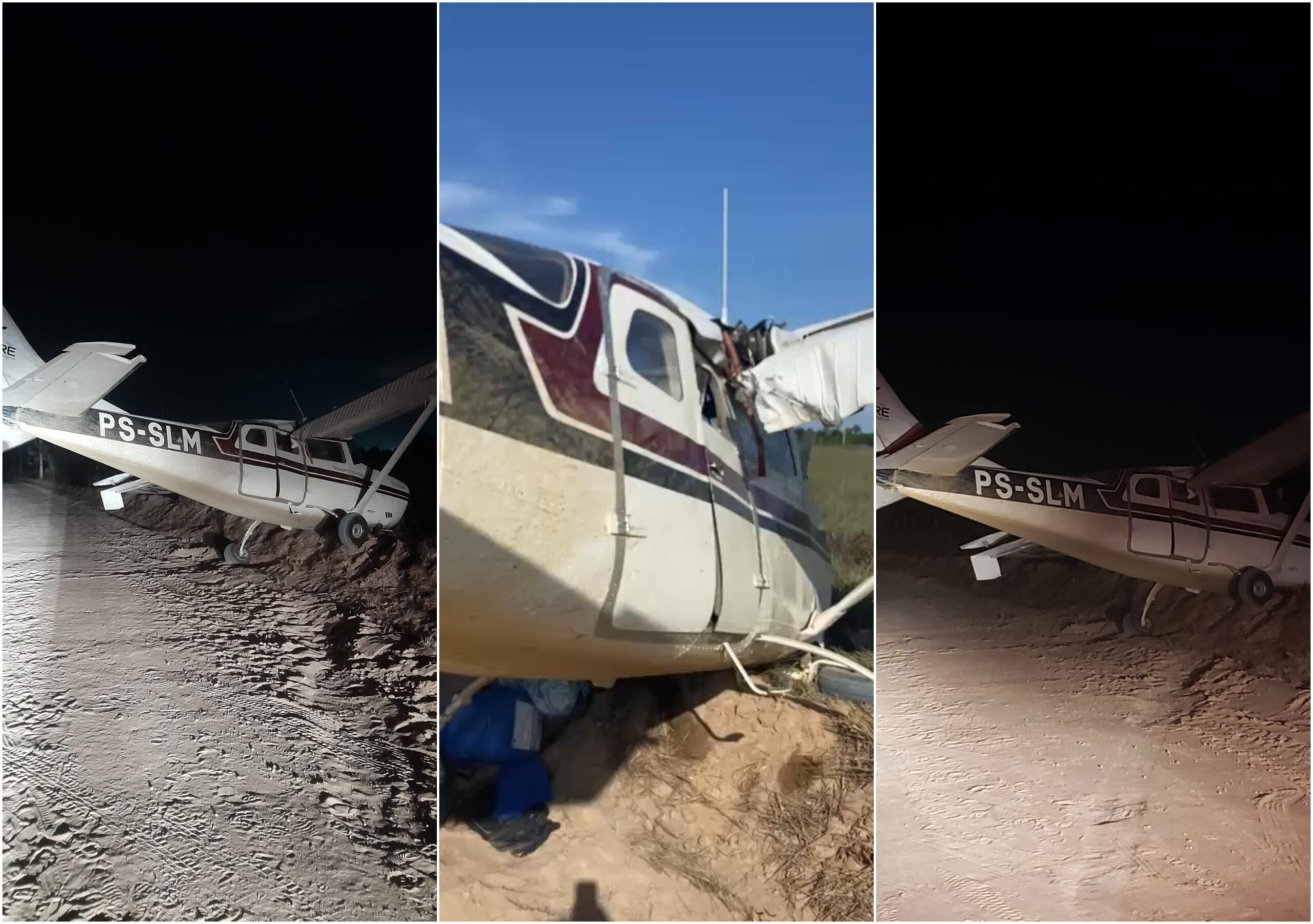 Avião de táxi aéreo faz pouso forçado em área rural, no Norte de Roraima